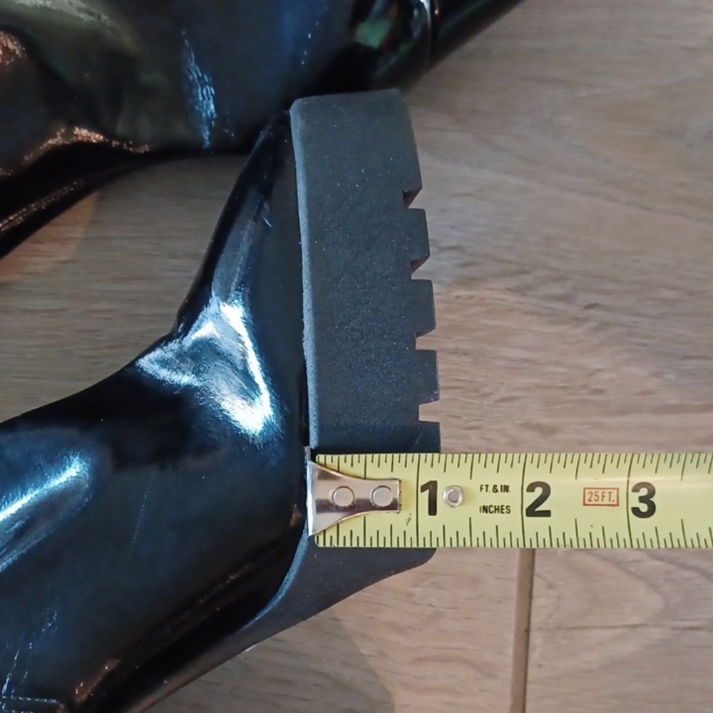 New Schutz Black Darlyn Patent Leather OTK Platform Boots 9.5 Cosplay Black - Picture 15 of 16